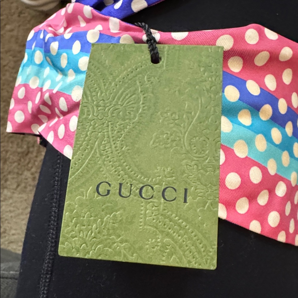 Gucci Polka Dot Pink Blue Silk Scarf - Picture 3 of 8